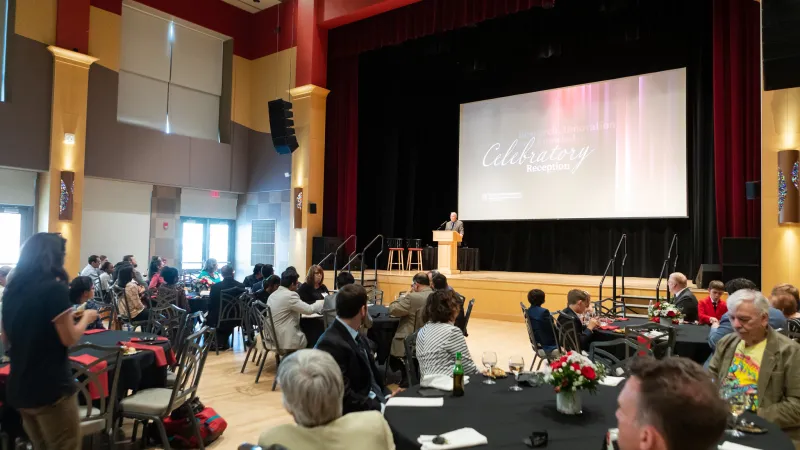 Celebration Reception opening remarks in the Performance Hall at the Ohio Union on the Ohio State campus.