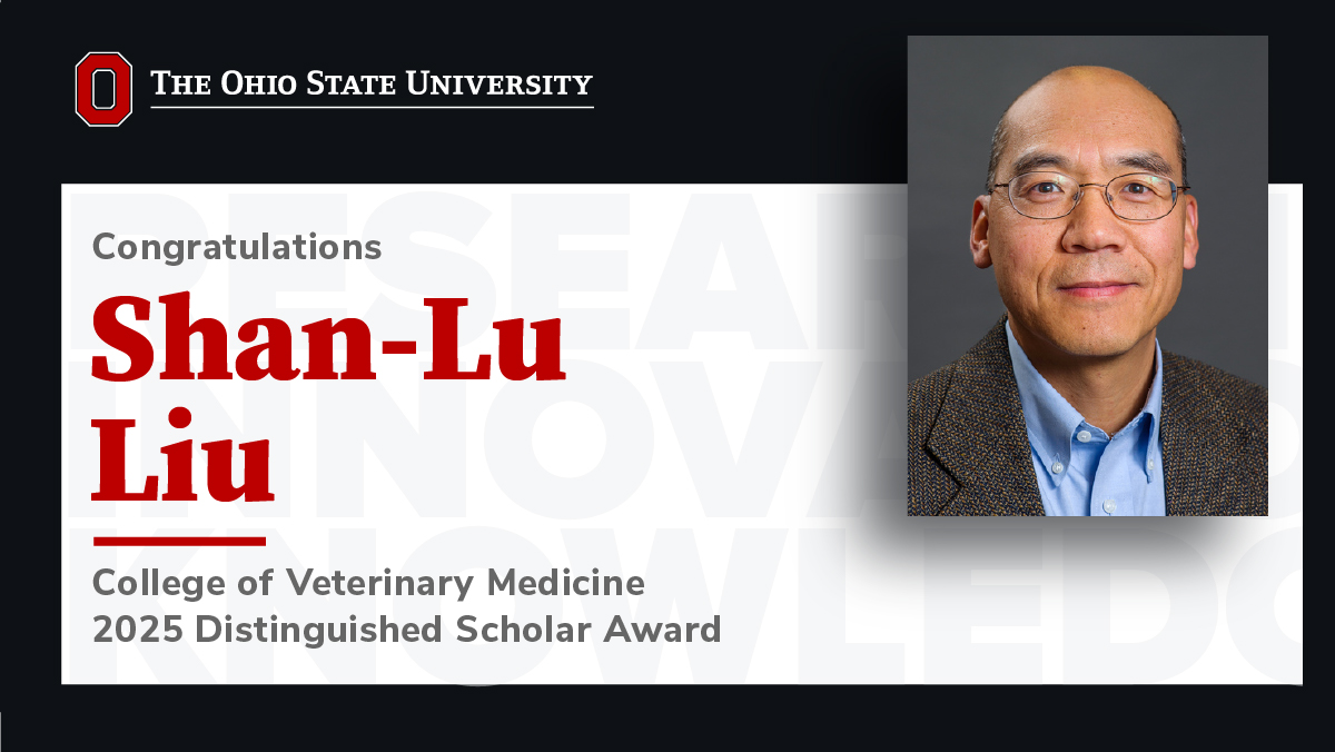 Shan-Lu Liu, MD, PhD, professor in the Department of Veterinary Biosciences in the College of Veterinary Medicine, has earned The Ohio State University 2025 Distinguished Scholar Award. Senior leadership from the Enterprise for Research, Innovation and Knowledge recently surprised Liu with the honor.   