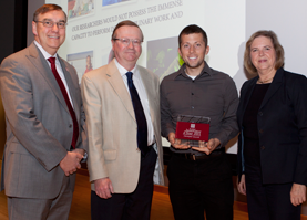 Christopher Jaworski accepting the Student Innovator of the Year award