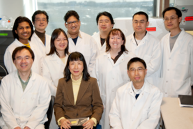 Dr. Yasuko Rikihisa and her research team in the lab. Photo courtesy of the College of Veterinary Medicine.