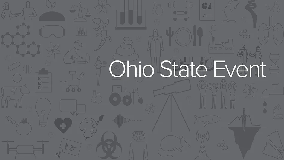 Ohio State Event graphic with research icons