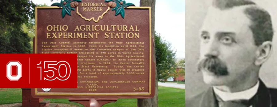 Collage containing profile photo of Dr. Lazenby and Ohio Historical Marker plaque.