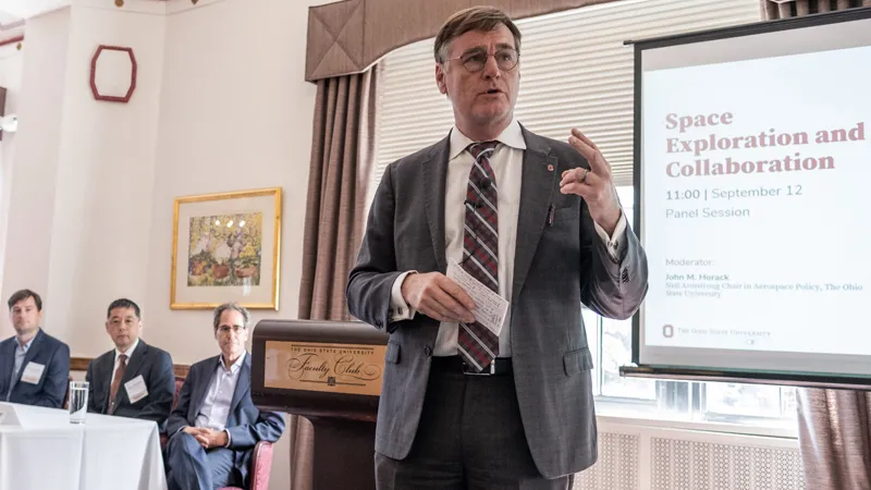 John Horack presenting at the 8th US-Japan Digital Innovation Hub and Advanced Technology Workshop at the Faculty Club.