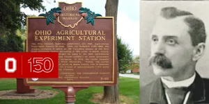 Collage containing profile photo of Dr. Lazenby and Ohio Historical Marker plaque.