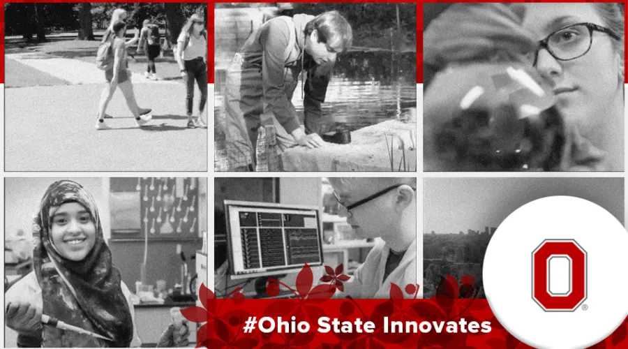 collage of images from around campus with #Ohio State Innovates